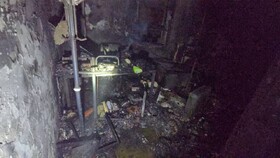 نجات ۱۰ نفر از آتش‌سوزی در ساختمانی ۹ طبقه در خیابان ولیعصر