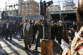 سردار محمدرضا نقدی، مشاور عالی فرمانده کل سپاه پاسداران در نمایش اقتدار بسیجیان - مشهد