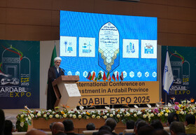 سخنرانی حجت‌الاسلام والمسلمین حسین کثیرلو رئیس کل دادگستری اردبیل در همایش بین‌المللی سرمایه‌گذاری استان اردبیل