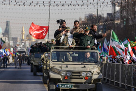 سردار محمدرضا نقدی، مشاور عالی فرمانده کل سپاه پاسداران در نمایش اقتدار بسیجیان - مشهد