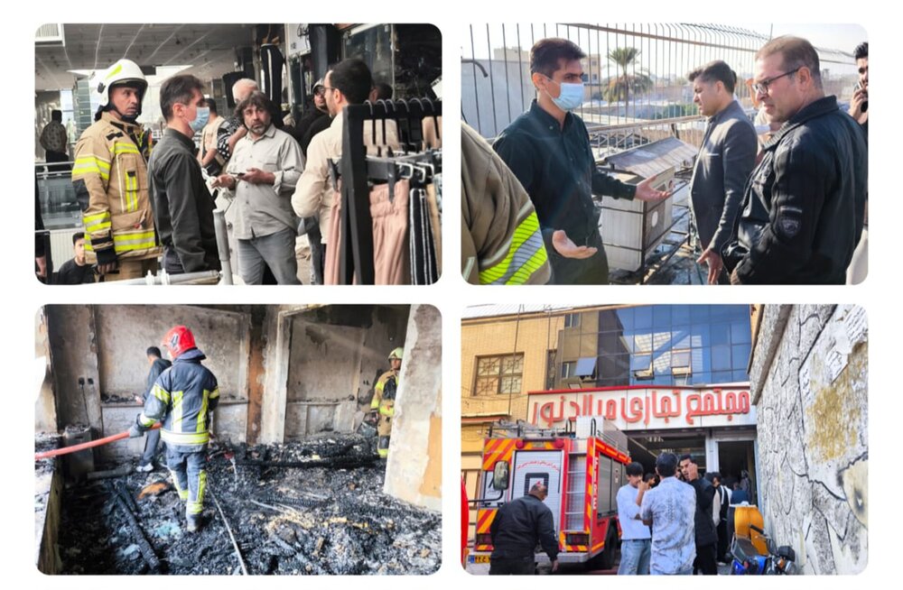 مهار حریق در مجتمع تجاری سلطانیه و ۳ منزل مسکونی در شیراز