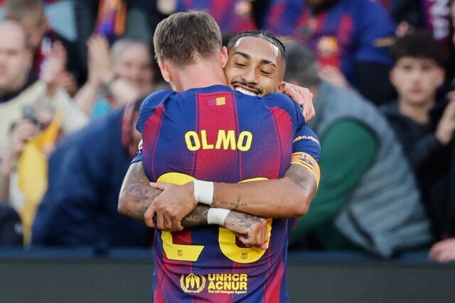 صدرنشینی بارسلونا با درخشش اولمو