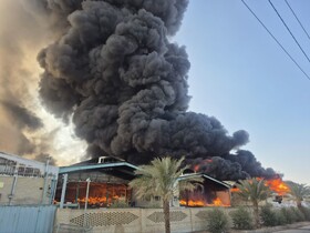 حریق گسترده چند کارخانه در شهرک صنعتی فولاد اشکذر + عکس