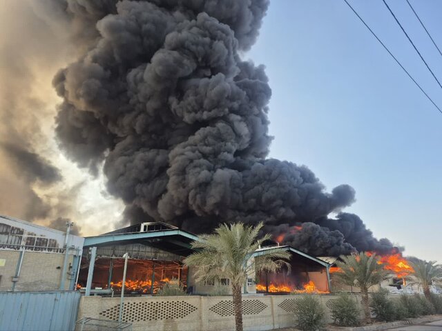 حریق گسترده چند کارخانه در شهرک صنعتی ۲ یزد + عکس