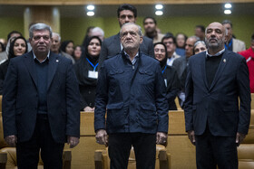 مسعود پزشکیان، رئيس جمهور و احمد میدری، وزیر کار در آیین گرامیداشت روز جهانی افراد دارای معلولیت 