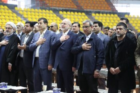 افتتاح بزرگترین سالن ورزشی پس از انقلاب در مشهد با حضور قالیباف و دنیامالی