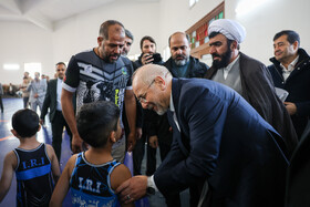 محمدباقر قالیباف، رئیس مجلس شورای اسلامی در افتتاح خانه کشتی شهر طرقبه