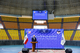 محمدباقر قالیباف، رئیس مجلس شورای در افتتاح سالن ۶۵۰۰ نفری شهید رئیسی مجموعه ثامن مشهد