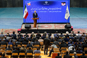 محمدباقر قالیباف، رئیس مجلس شورای در افتتاح سالن ۶۵۰۰ نفری شهید رئیسی مجموعه ثامن مشهد