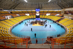 محمدباقر قالیباف، رئیس مجلس شورای در افتتاح سالن ۶۵۰۰ نفری شهید رئیسی مجموعه ثامن مشهد