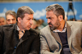 از چپ مهدی جمالی‌نژاد، استاندار اصفهان و رسول بخشی، نماینده مردم اصفهان در مجلس شورای اسلامی در آیین افتتاح پروژه انتقال آب دریای عمان به اصفهان