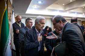 امید طبیب‌زاده و اصغر دادبه در مراسم تولد ۹۸ سالگی فتح الله مجتبایی