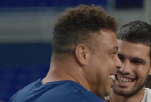 تنیس بازی کردن رونالدو با آلکاراس + ویدیو