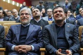 حسین سیمایی صراف، وزیر علوم، تحقیقات و فنآوری و حسین افشین، معاون علمی رییس جمهور در افتتاحیه سیزدهمین نمایشگاه ایران ساخت