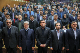 حسین سیمایی صراف، وزیر علوم، تحقیقات و فنآوری و حسین افشین، معاون علمی رییس جمهور در افتتاحیه سیزدهمین نمایشگاه ایران ساخت