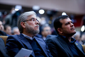 حسین سیمایی صراف، وزیر علوم، تحقیقات و فنآوری و حسین افشین، معاون علمی رییس جمهور در افتتاحیه سیزدهمین نمایشگاه ایران ساخت