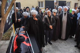 مراسم وداع با پیکر آیت الله سید محمد شاهچراغی در حوزه علمیه سمنان