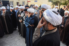 مراسم وداع با پیکر آیت الله سید محمد شاهچراغی در حوزه علمیه سمنان