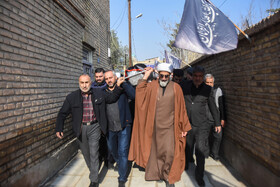 مراسم وداع با پیکر آیت الله سید محمد شاهچراغی در حوزه علمیه سمنان