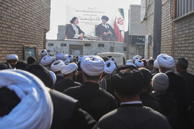 مراسم وداع با پیکر آیت الله سید محمد شاهچراغی در حوزه علمیه سمنان