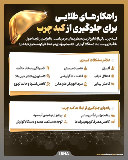 اینفوگرافیک/ راهکارهای طلایی برای جلوگیری از کبد چرب