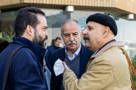 سهیل محمودی و اسدالله امرایی در مراسم تشییع پیکر کامران فانی