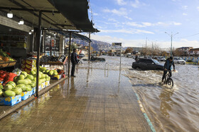 بارش باران و آبگرفتگی معابر در کرمان