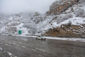 بارش برف گردنه گدوک محور سوادکوه