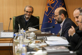 نجفقلی حبیبی، عضو عیات امنای سازمان ساناد و کتابخانه ملی در جلسه این سازمان