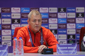 دراگان اسکوچیچ، سرمربی در نشست خبری و تمرین تیم تراکتور پیش از بازی با الدحیل قطر