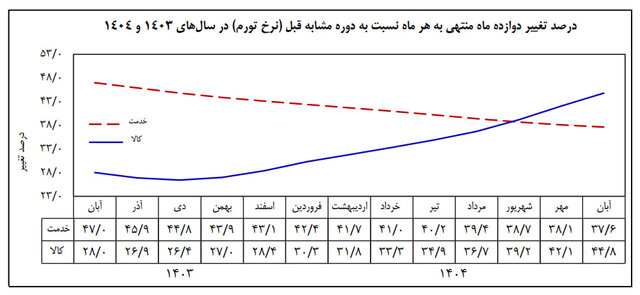 تورم به ۴۱ درصد رسید/ جهش تورم کالا در یک سال اخیر