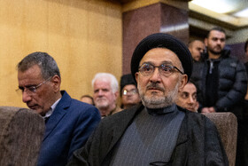 محمد علی ابطحی و رضا فرجی دانا در مراسم یادبود اشرف بروجردی