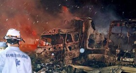 تصادف زنجیره‌ای ده‌ها وسیله نقلیه در ژاپن؛ ۲۸ تن کشته و زخمی شدند+فیلم