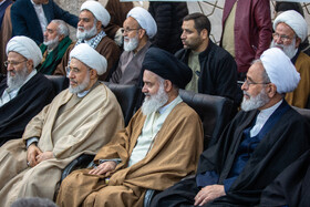 حضور آیت الله اعرافی مدیر حوزه های علمیه کشور، آیت الله حسینی بوشهری رئیس جامعه مدرسین حوزه علمیه قم و آیت الله محسن اراکی در اجتماع مردم قم در یوم الله 9 دی - مدرسه فیضیه