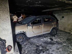 آتش‌سوزی گسترده در پارکینگ یک ساختمان مسکونی در بزرگراه خرازی