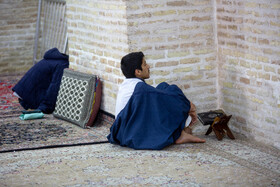 مراسم معنوی اعتکاف در مسجد جامع قم