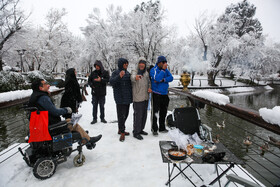بارش اولین برف زمستانی مشهد - پارک ملت