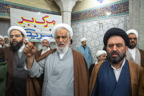 حضور آیت الله کعبی عضو مجلس خبرگان رهبر در تجمع حوزویان در محکومیت اهانت به قرآن و مقدسات اسلامی - قم