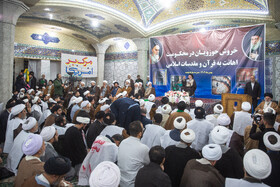 سخنرانی آیت الله سید احمد خاتمی عضو مجلس خبرگان رهبری و امام جمعه موقت تهران در تجمع حوزویان در محکومیت اهانت به قرآن و مقدسات اسلامی - قم