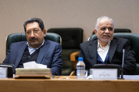 امین‌حسین رحیمی، وزیر دادگستری و سید محمد اتابک، وزیر صمت در سیزدهمین جلسه کارگروه ویژه معیشت و رفاه با حضور معاون‌ اول رئیس‌جمهور