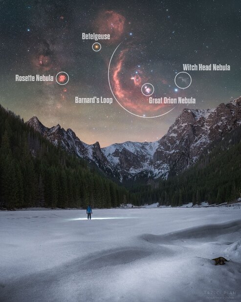 عکس روز ناسا از گنجینههای «شکارچی» بر فراز کوههای برفی