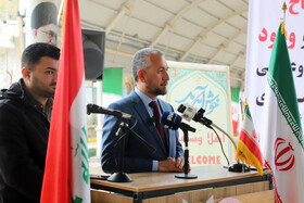 سخنرانی معاون استاندار دیالی عراق در مراسم آغاز به کار اعطای روادید تردد خودروهای سواری از مرز خسروی در سفر وزیر فرهنگ و ارشاد اسلامی به کرمانشاه