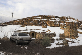 طبیعت برفی روستای دستکند میمند کرمان