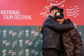 مهران غفوریان و محسن قصابیان، بازیگر در فتوکال فیلم غوطه‌ور در روز اول چهل و چهارمین جشنواره فیلم فجر