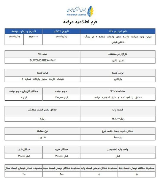 قیمت بنزین سوپر وارداتی تغییر کرد