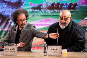 پیام سوری و بابک خواجه پاشا در نشست خبری سرزمین فرشته‌ها در چهل‌ و چهارمین جشنواره فیلم فجر