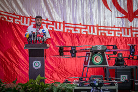 سخنرانی پیرحسین کولیوند، رئیس جمعیت هلال احمر در مراسم الحاق پهپادهای امدادی به سازمان امداد و نجات جمعیت هلال‌احمر