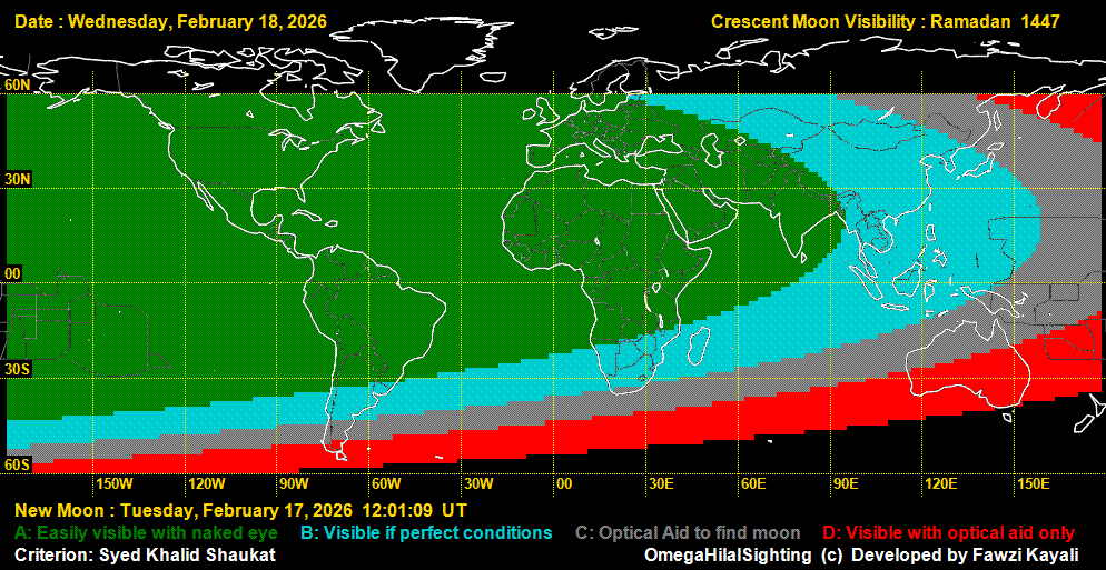 نقشه های رؤیت هلال ماه رمضان ۱۴۰۴ چه می گویند؟