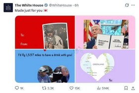 کاخ سفید کارت ولنتاینی با تصویری از گرینلند منتشر کرد