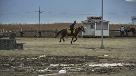 به علت پسروی آب وسعت زیادی از ساحل بندر ترکمن خشک شده است و به محلی برای اسب دوانی گردشگران بدل شده است.
